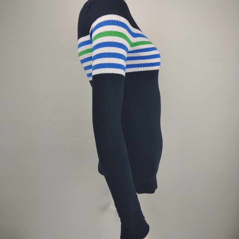 Lilly Pulitzer dark blue white striped cotton blend knit top thin sweater XS - Picture 4 of 8
